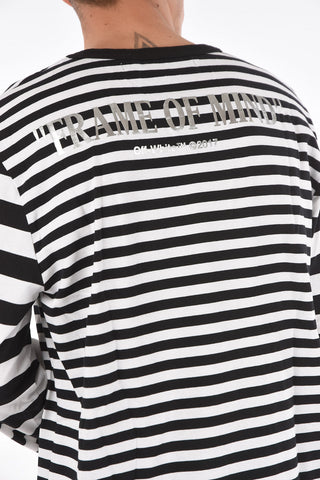 Printed Long-sleeve FRAME OF MIND T-shirt with Stripe Pattern