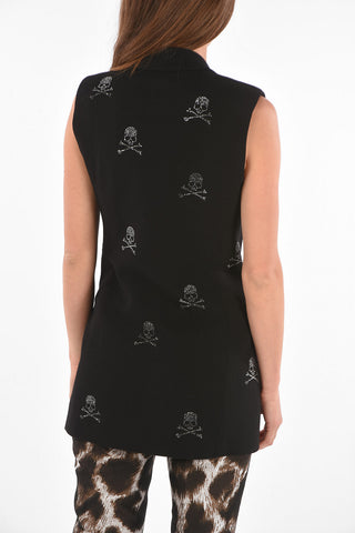 COUTURE Double-breasted SKULL Rhinestone Vest