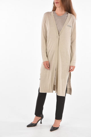 One-button Cardigan with Rhinestoned Detail