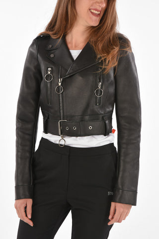 Short Leather Jacket ARROWSK with Back print
