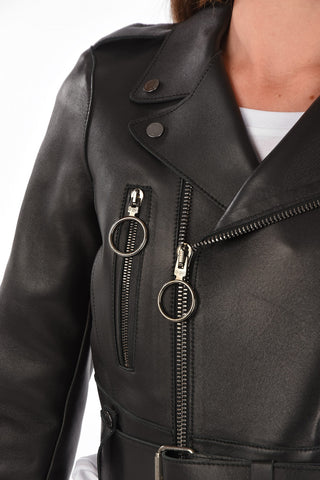 Short Leather Jacket ARROWSK with Back print