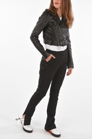 Short Leather Jacket ARROWSK with Back print
