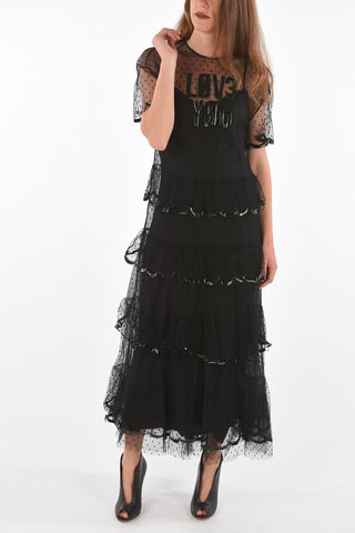 Tulle Maxi Dress with Scalloped Hem
