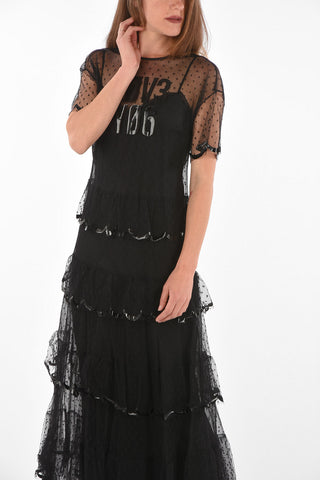 Tulle Maxi Dress with Scalloped Hem