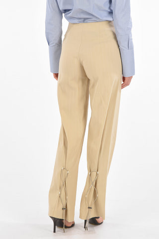Pinstriped SPIRAL Flared Pants with Laces down the Leg