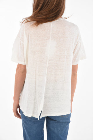 Linen t-shirt with v neck and pocket