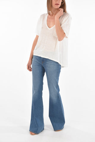 Linen t-shirt with v neck and pocket