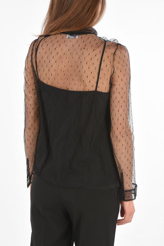 Top in Rete Tie neck a Manica lunga