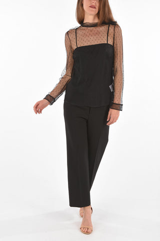 Top in Rete Tie neck a Manica lunga