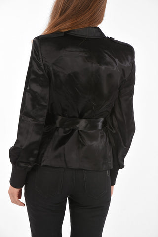 Blazer Doppiopetto in Satin con Polsini Elastici