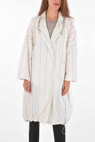 Double-breasted Pencil Patterned Trench with Rhinestoned Detail
