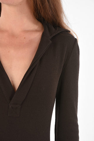 V Neck Padded Detail Long Dress