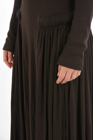 V Neck Padded Detail Long Dress