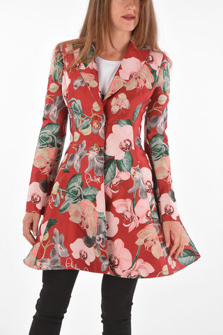Single-breasted Floral Patterned Coat