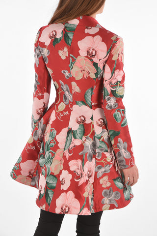 Single-breasted Floral Patterned Coat