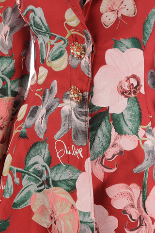 Single-breasted Floral Patterned Coat