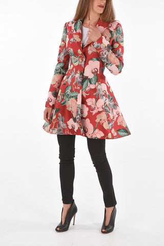 Single-breasted Floral Patterned Coat
