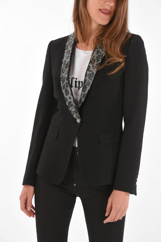 COUTURE Blazer CRYSTAL con Rever a Scialle con Strass