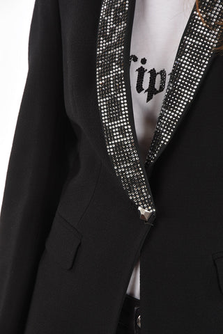 COUTURE Blazer CRYSTAL con Rever a Scialle con Strass