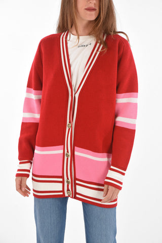 maxi cardigan DIXIE COLLEGE scollo a v jacquard con bottoni dorati 