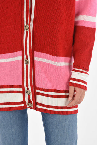 maxi cardigan DIXIE COLLEGE scollo a v jacquard con bottoni dorati 