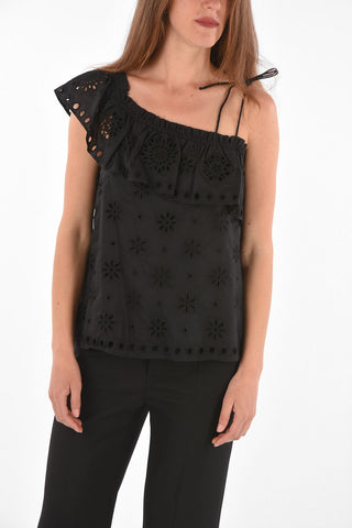 Sangallo Patterned One-shoulder Top