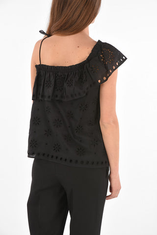 Sangallo Patterned One-shoulder Top