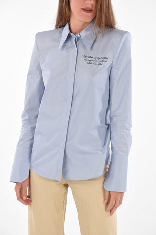 Camicia Popeline con Fantasia a righe e Logo RIcamato