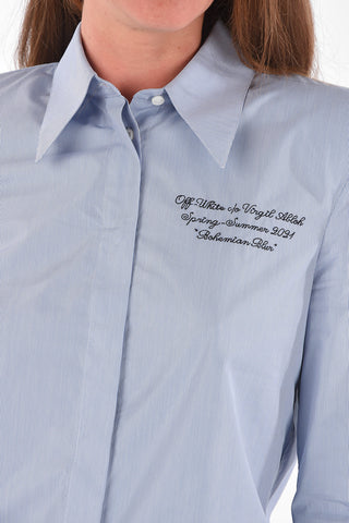 Camicia Popeline con Fantasia a righe e Logo RIcamato