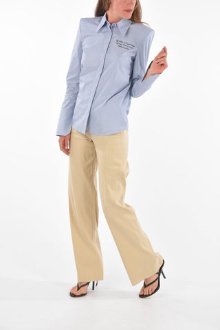 Camicia Popeline con Fantasia a righe e Logo RIcamato