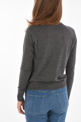 zip closure cropped wool cardigan