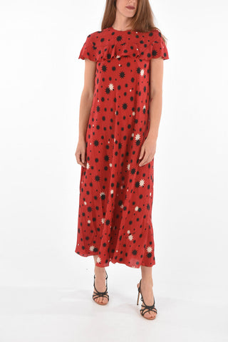 Printed Silk Dress with Ruffles