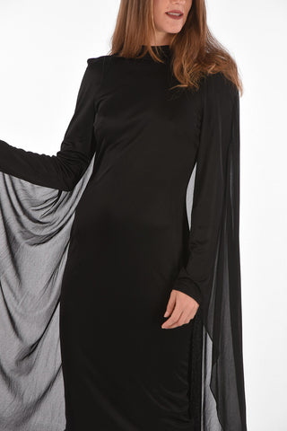 Long-sleeved Maxi Dress with Double Layer