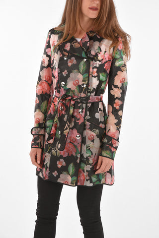 COUTURE Floral Patterned Polyurethane Trench