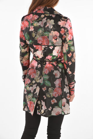 COUTURE Floral Patterned Polyurethane Trench