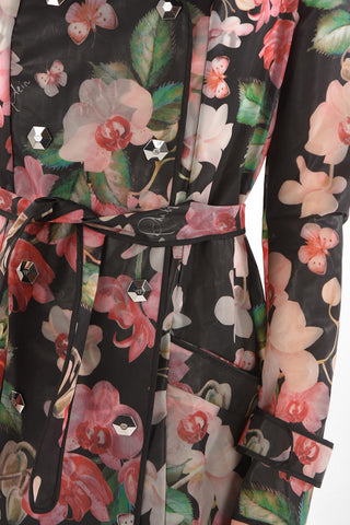 COUTURE Floral Patterned Polyurethane Trench