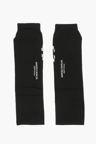 solid color long socks with embroidery