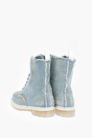 DR.MARTENS denim bleached combat boots