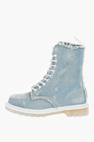 DR.MARTENS denim bleached combat boots