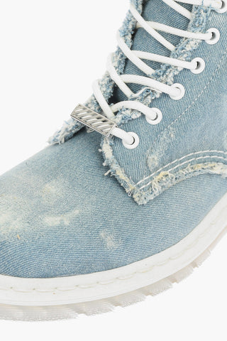DR.MARTENS denim bleached combat boots