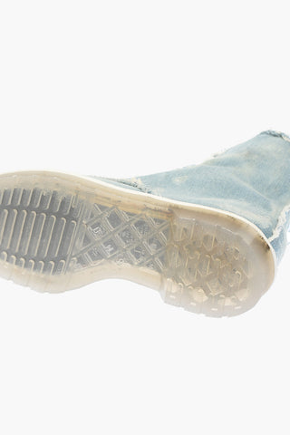 DR.MARTENS denim bleached combat boots