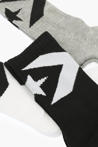 contrasting logo Set 3 pair of long Socks