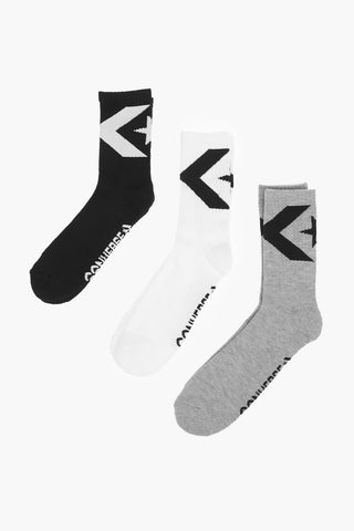 contrasting logo Set 3 pair of long Socks
