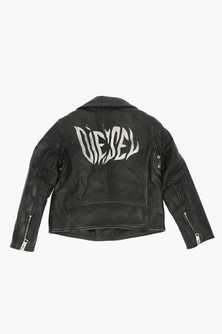 leather JGOTIVA biker jacket with print on the back