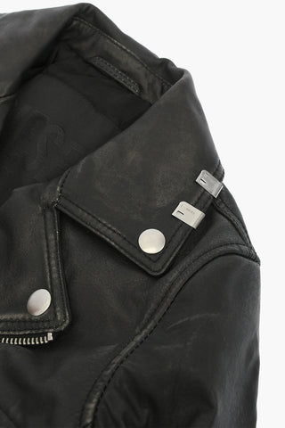 leather JGOTIVA biker jacket with print on the back