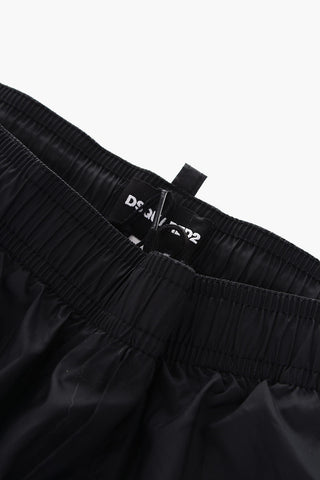 drawstring waist solid color swim shorts