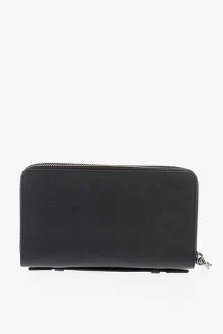 textured leather document folder