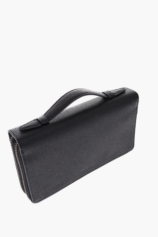textured leather document folder