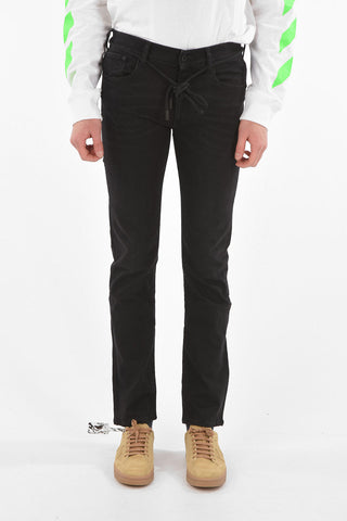 Skinny BIG CHECK Jeans with Embroidery Details Down the Edges 18cm