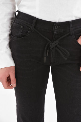 Skinny BIG CHECK Jeans with Embroidery Details Down the Edges 18cm